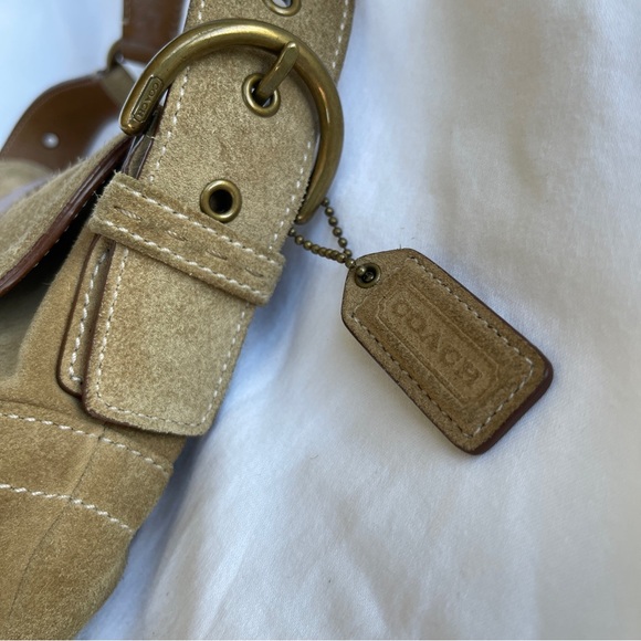 SOLD 🔴 Coach Soho Shoulder bag buckle bag 9692 suede leather tan brown vintage - Picture 10 of 17